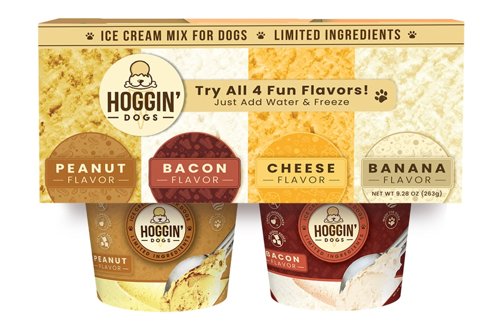 Ice Cream Mix for Dogs -4 Pack (Banana, Cheese, Bacon &amp; Peanut)