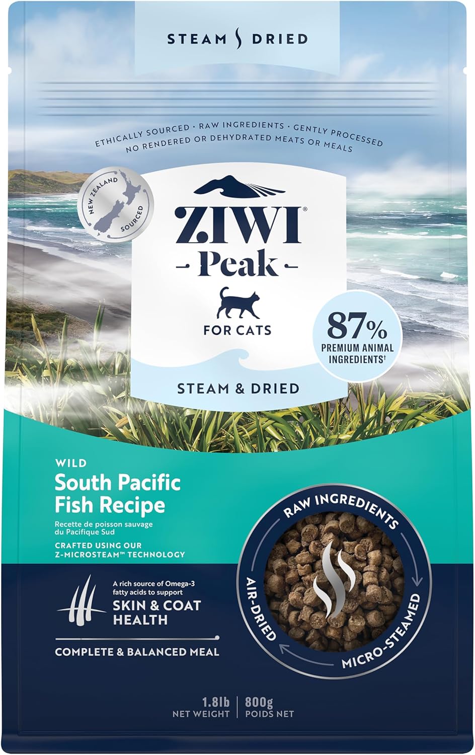 Wild South Pacific Fish Recipe Steam Dried Cat Food, 1.8lbs