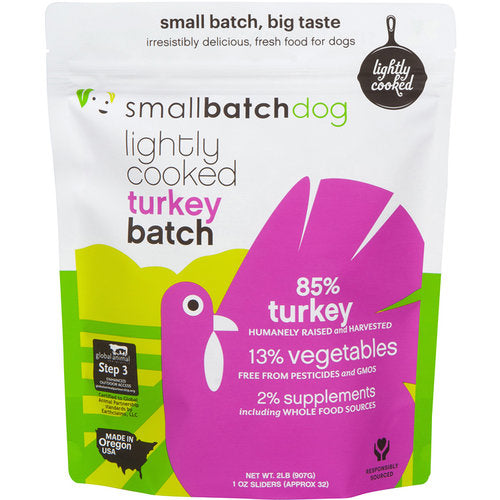 Frozen Lightly Cooked Turkey Dog Food by Smallbatch - No Shipping