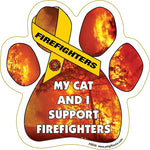 My Cat And I Support Firefighters Paw Magnet