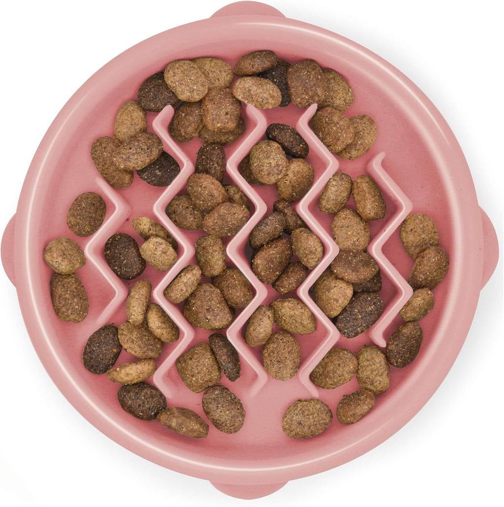 Slow Feeder Pink Wave Bowl for Dogs or Cats